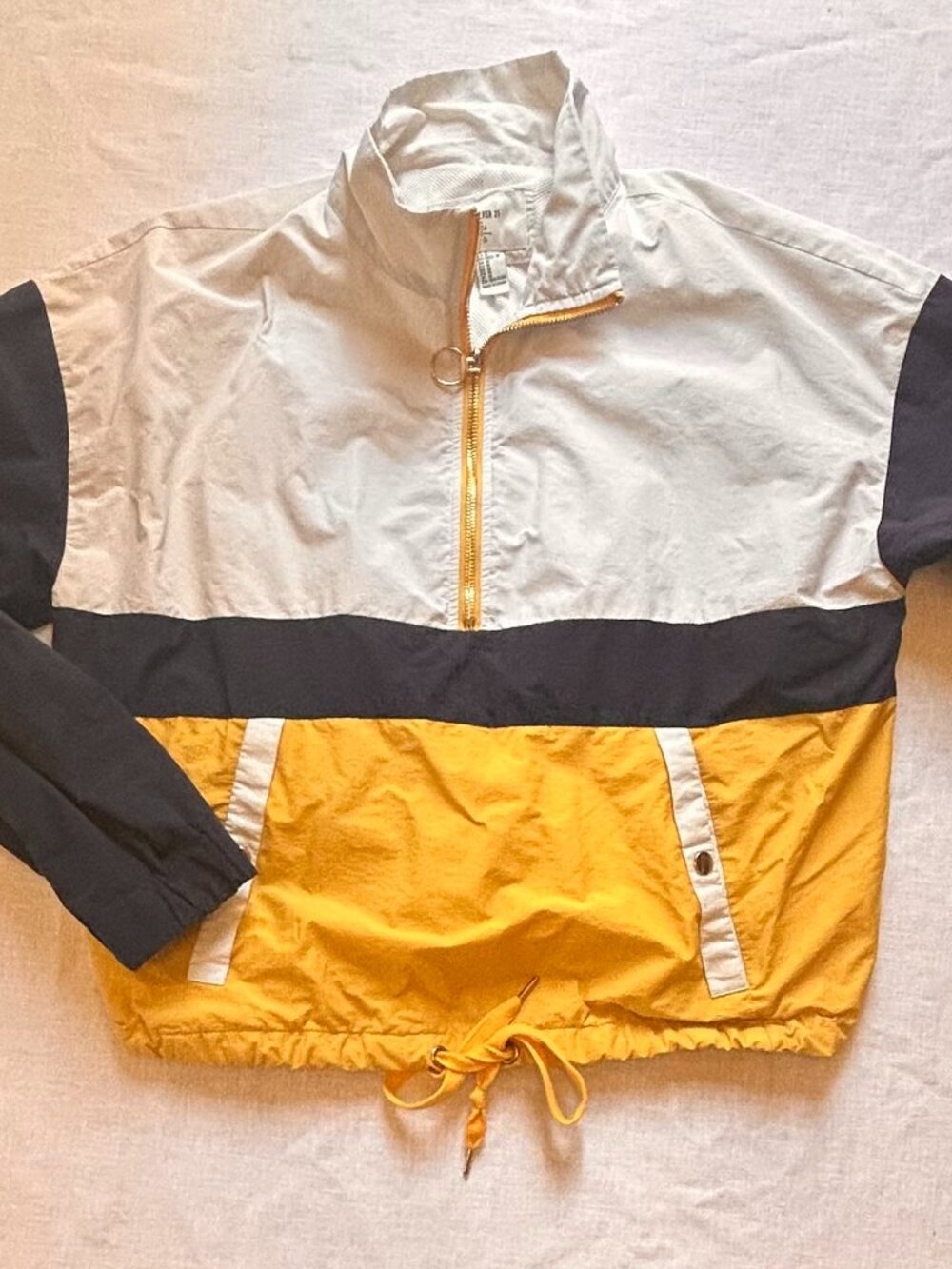 Windbreaker, Forever 21, women's M, navy/yellow/white #yachtrock #preppy